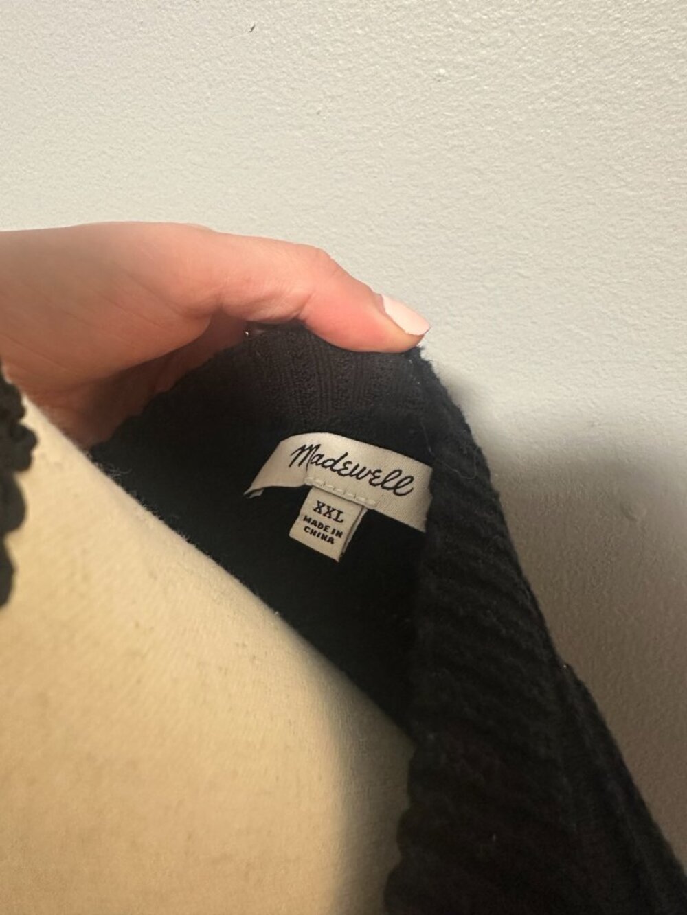 Madewell Textural-Stitch Cotton Sweater Black XXL Short Sleeve Boxy Knit Top - Picture 5 of 6